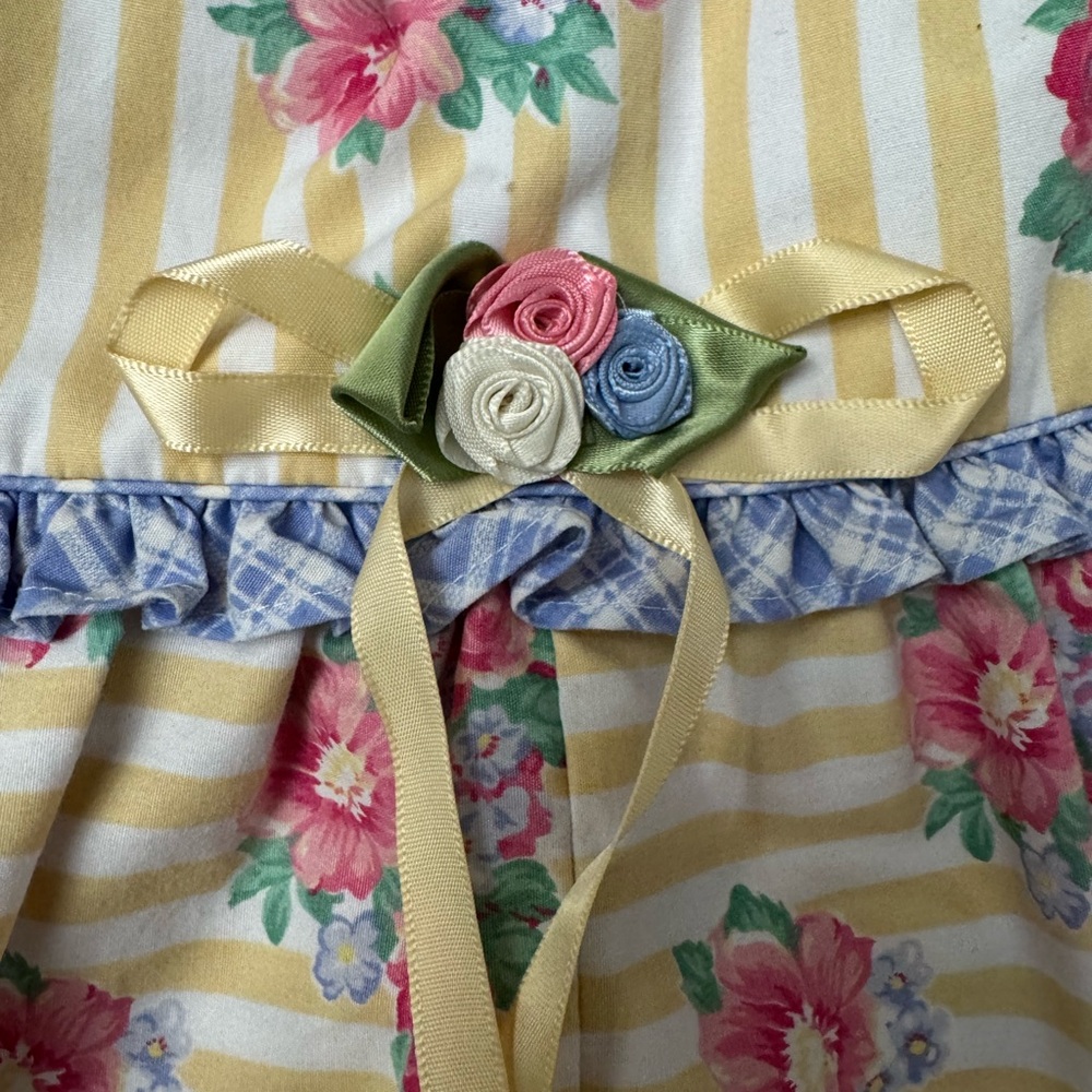 Charming Fun VTG Floral and Striped Kids Bubble, flutter sleeve, tie belt - Picture 4 of 4